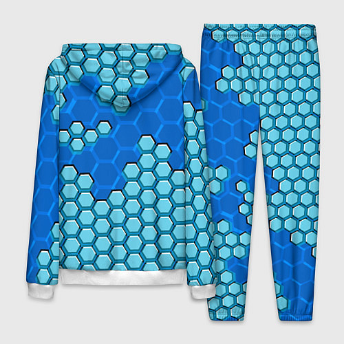 Мужской костюм Синяя энерго-броня из шестиугольников / 3D-Белый – фото 2