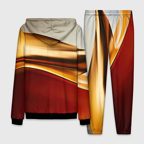 Мужской костюм Бежевые и золотистые волны / 3D-Черный – фото 2