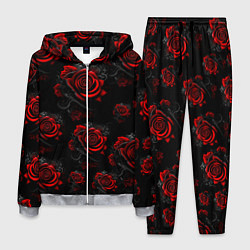 Костюм мужской Красные розы цветы, цвет: 3D-меланж