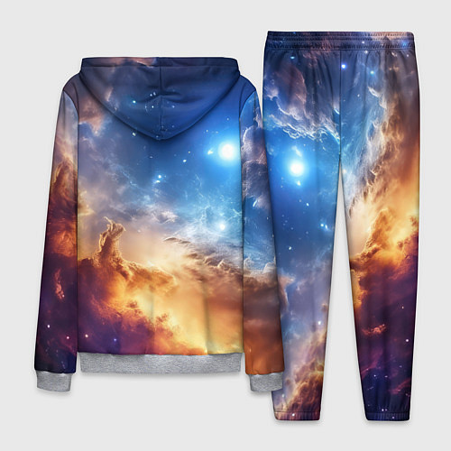 Мужской костюм Оранжевая небула космос / 3D-Меланж – фото 2