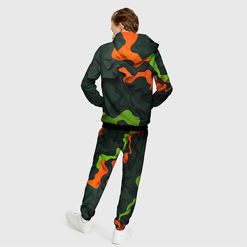 Мужской костюм Зеленые и оранжевые кляксы / 3D-Черный – фото 4