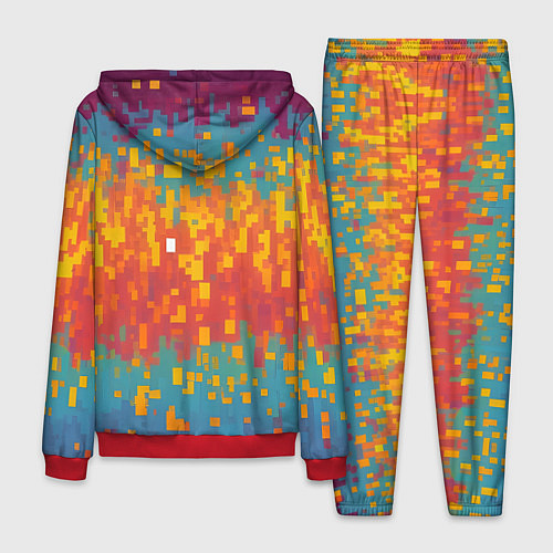 Мужской костюм Разноцветные пиксели / 3D-Красный – фото 2