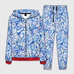 Мужской костюм Гжельская роспись на белом фоне