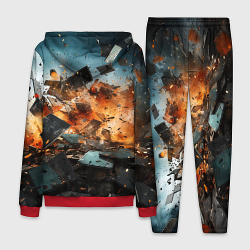 Мужской костюм Взрыв плит абстракция / 3D-Красный – фото 2