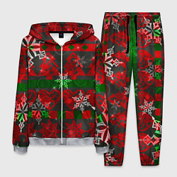 Костюм мужской Рождественские узоры ёлки и снежинки, цвет: 3D-меланж