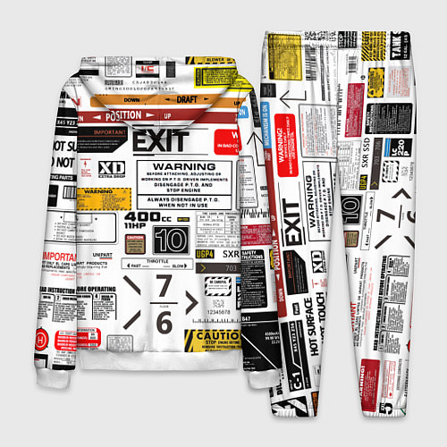 Мужской костюм Предупреждающие наклейки / 3D-Белый – фото 2