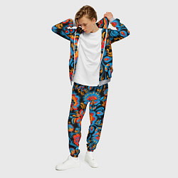 Костюм мужской Хохломская роспись разноцветные цветы на чёроном ф, цвет: 3D-меланж — фото 2