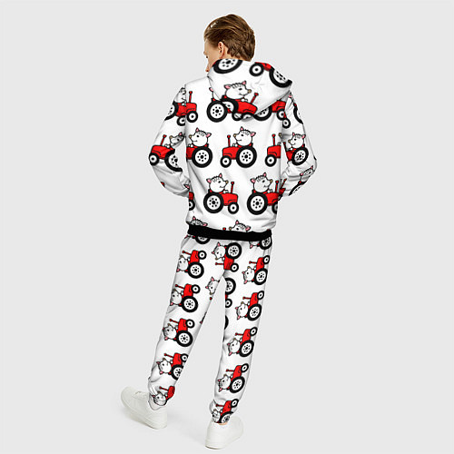 Мужской костюм Поросенок Пётр на красном тракторе / 3D-Черный – фото 4