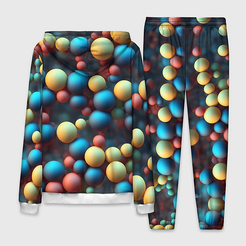 Мужской костюм Разноцветные шарики молекул / 3D-Белый – фото 2