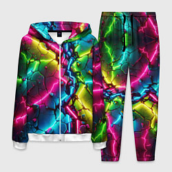 Костюм мужской Трещина - неон, цвет: 3D-белый