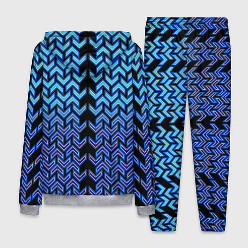 Мужской костюм Синие стрелки на чёрном фоне киберпанк / 3D-Меланж – фото 2