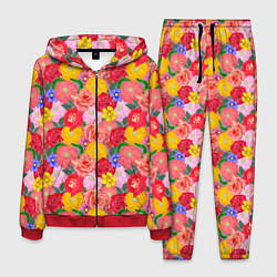 Костюм мужской Летний цветочный фон, цвет: 3D-красный