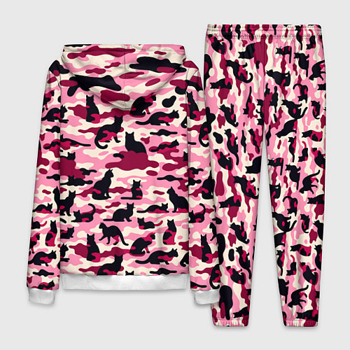 Мужской костюм Камуфляжные розовые котики / 3D-Белый – фото 2