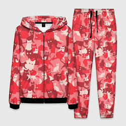 Костюм мужской Розовый кошачий комуфляж, цвет: 3D-черный