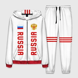Костюм мужской Россия три полоски на белом фоне, цвет: 3D-красный