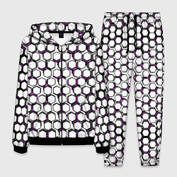 Костюм мужской Киберпанк узор из шестиугольников розовый, цвет: 3D-черный