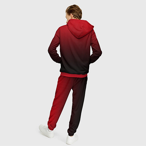 Мужской костюм Красно-чёрный градиент в полоску / 3D-Красный – фото 4