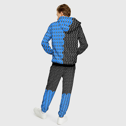 Мужской костюм Чёрно-синий паттерн с белой обводкой / 3D-Черный – фото 4