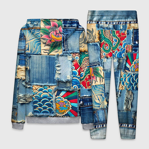 Мужской костюм Японские мотивы на дениме / 3D-Меланж – фото 2