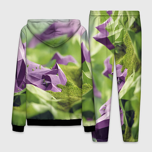 Мужской костюм Геометрический пейзаж фиолетовый и зеленый / 3D-Черный – фото 2