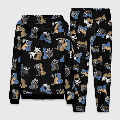 Мужской костюм Котики и шахматы на черном / 3D-Черный – фото 2