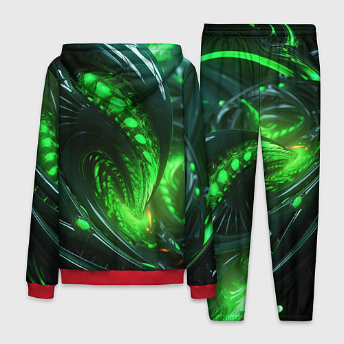 Мужской костюм Кислотная зеленая яркая неоновая абстракция / 3D-Красный – фото 2