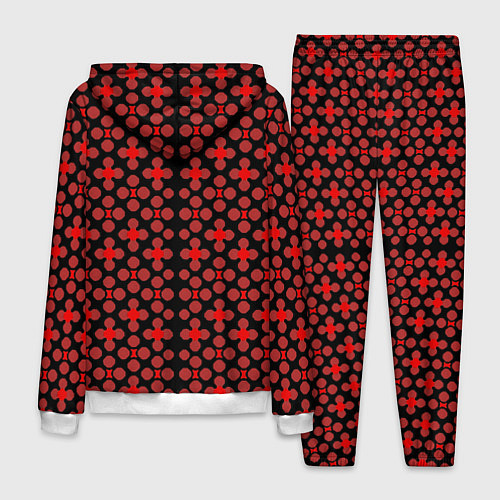 Мужской костюм Красные четырёхлистники на чёрном фоне / 3D-Белый – фото 2