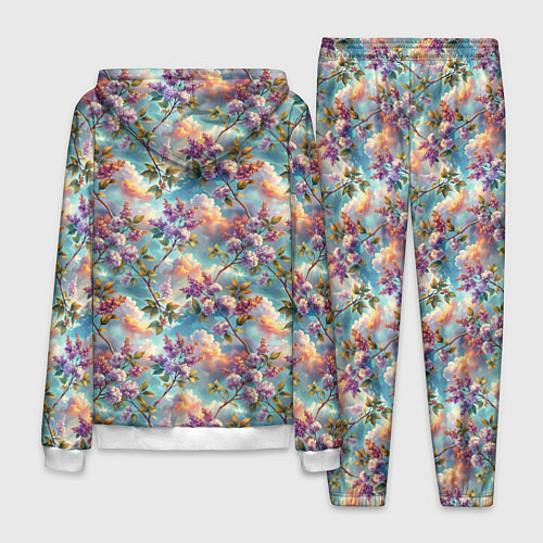 Мужской костюм Объемная сирень паттерн / 3D-Белый – фото 2