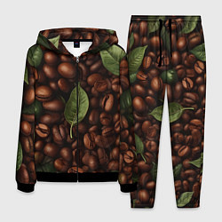 Костюм мужской Кофейные зёрна с листьями, цвет: 3D-черный