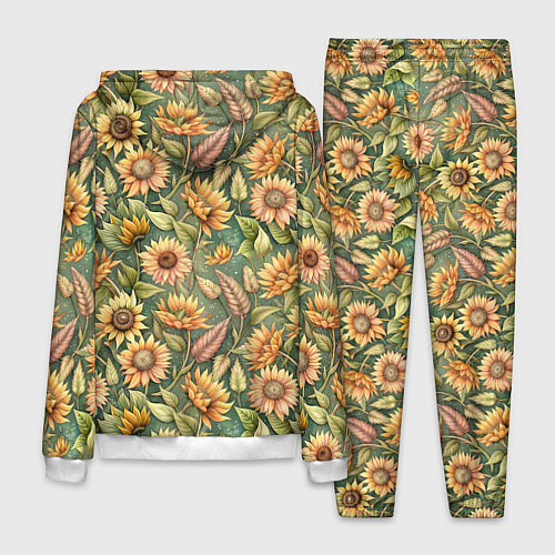 Мужской костюм Желтые подсолнухи и пшеница / 3D-Белый – фото 2