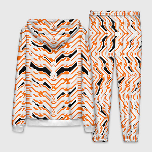 Мужской костюм Агрессивный бело-оранжевый паттерн / 3D-Белый – фото 2