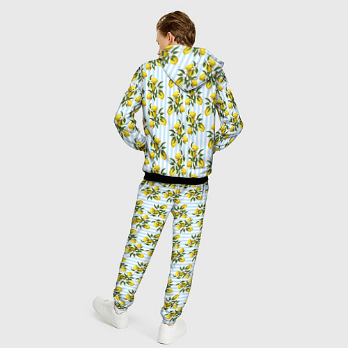 Мужской костюм Ветка летних лимонов - голубые полосы / 3D-Черный – фото 4