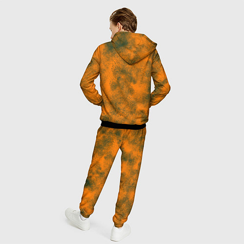 Мужской костюм Оранжевый в зеленых пятнах / 3D-Черный – фото 4