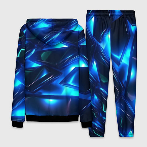 Мужской костюм Синие абстрактные неоновые плиты / 3D-Черный – фото 2