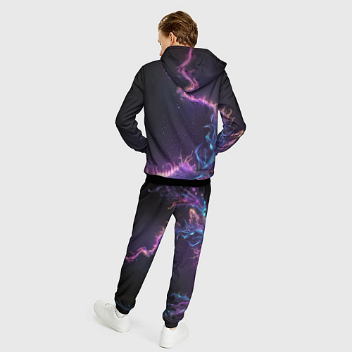 Мужской костюм Неоновый сиреневый дракон на черном фоне / 3D-Черный – фото 4
