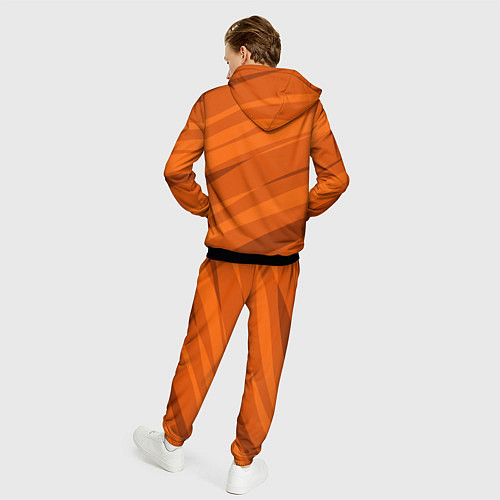 Мужской костюм Тёмный оранжевый полосами / 3D-Черный – фото 4