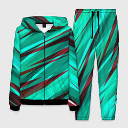 Костюм мужской Бирюзовый и бордовый абстрактные полосы, цвет: 3D-черный