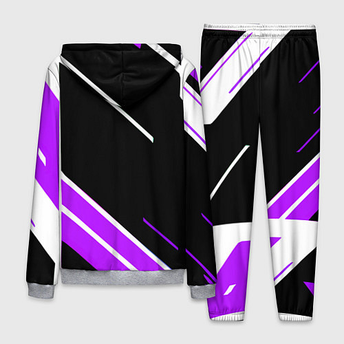 Мужской костюм Бело-фиолетовые полосы на чёрном фоне / 3D-Меланж – фото 2