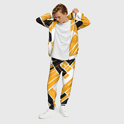 Костюм мужской Жёлтые широкие линии на белом фоне, цвет: 3D-белый — фото 2