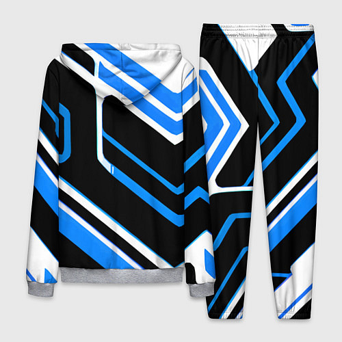 Мужской костюм Бело-синие линии на чёрном фоне / 3D-Меланж – фото 2