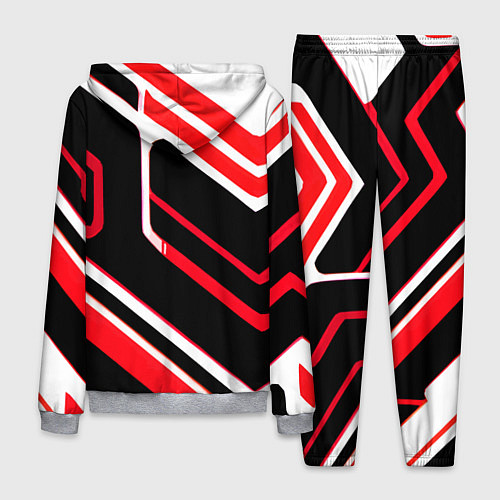 Мужской костюм Бело-красные линии на чёрном фоне / 3D-Меланж – фото 2