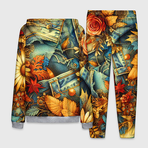 Мужской костюм Композиция из цветов и рваной джинсы - нейросеть / 3D-Меланж – фото 2