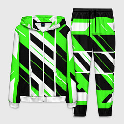 Костюм мужской Black and green stripes on a white background, цвет: 3D-белый