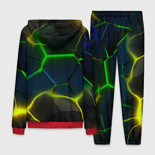 Мужской костюм Неоновые яркие зеленые плиты с желтым светом / 3D-Красный – фото 2
