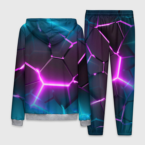 Мужской костюм Голубые и розовые неоновые плиты в разломе / 3D-Меланж – фото 2