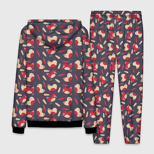 Мужской костюм Паттерн с птицами и перьями / 3D-Черный – фото 2