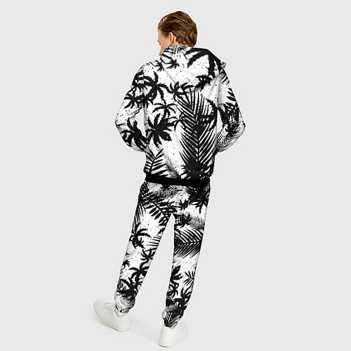 Мужской костюм Чёрно белые пальмы / 3D-Черный – фото 4
