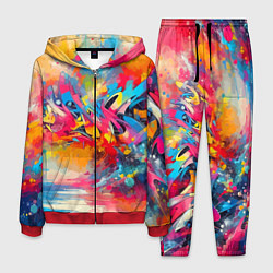 Костюм мужской Красочная абстракция - импрессионизм, цвет: 3D-красный