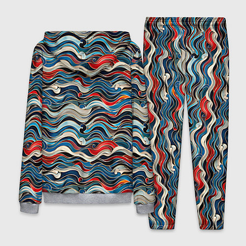 Мужской костюм Разноцветные абстрактные волны / 3D-Меланж – фото 2