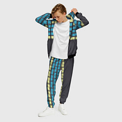 Костюм мужской Голубые и мятные квадраты на темном, цвет: 3D-черный — фото 2